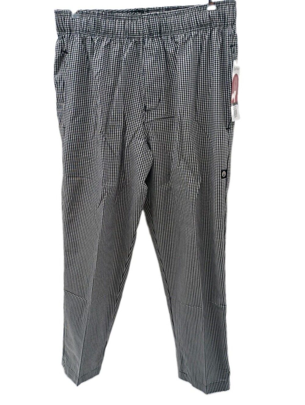 Chef Works Pants Mens Large Black Grid Check Baggies Relaxed Fit Drawstring